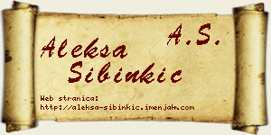 Aleksa Sibinkić vizit kartica